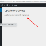 Another update in process" error in WordPress.